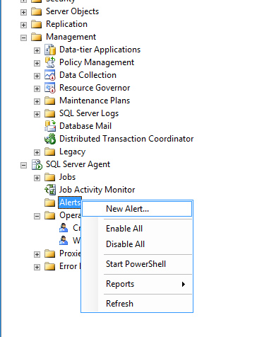 SQL Server Agent Alert Ayarlamak